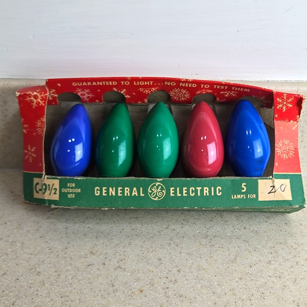 Vintage General Electric C-9 1/2 Christmas Lamps for Outdoor Use